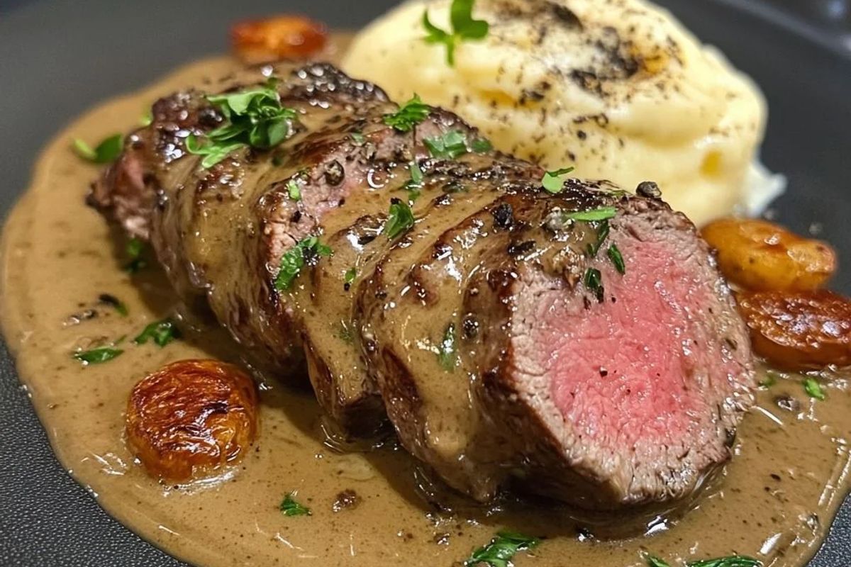 Plato principal elegante servido en una cena de matrimonio