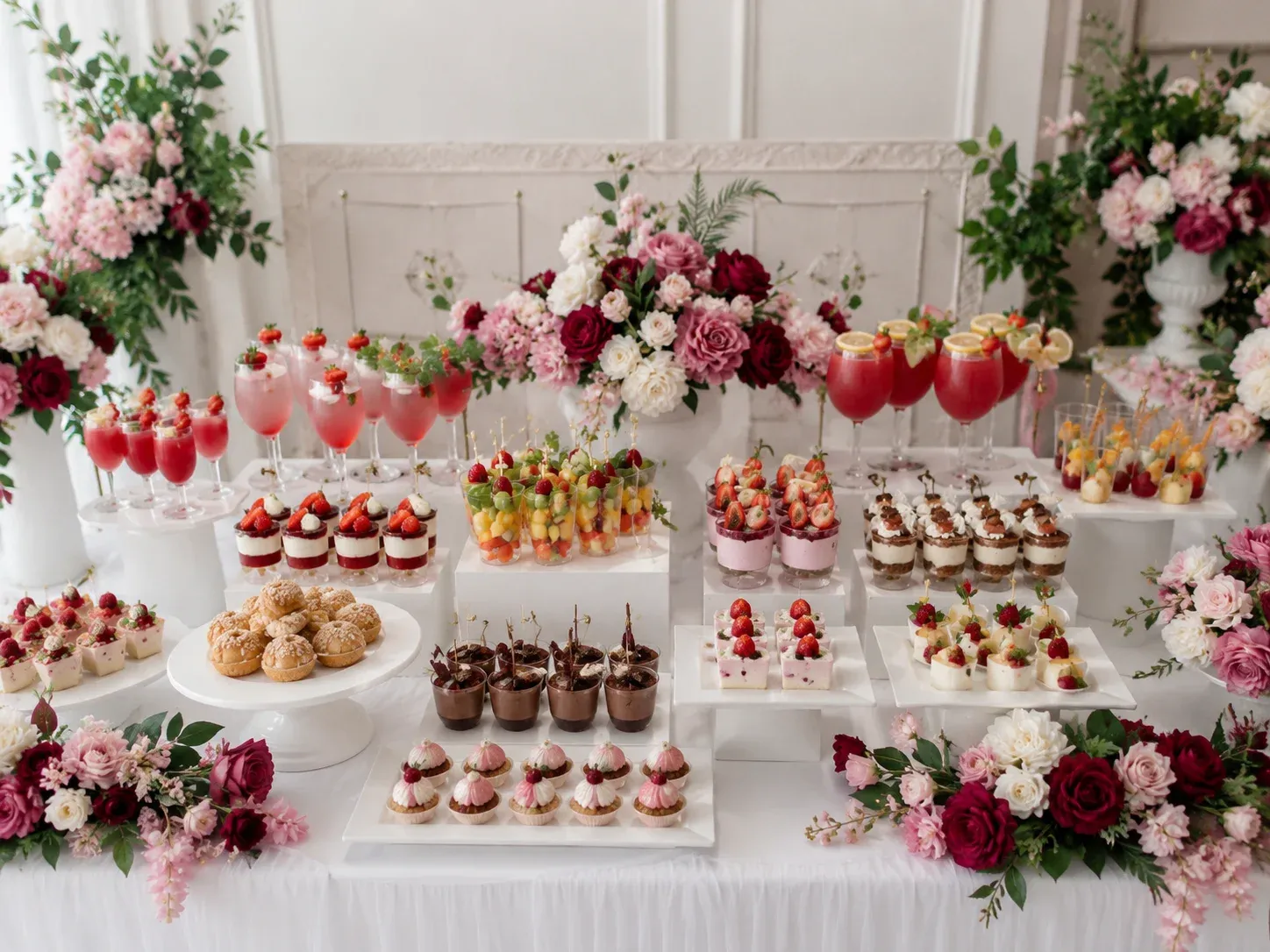 Estación de comida y postres para matrimonio