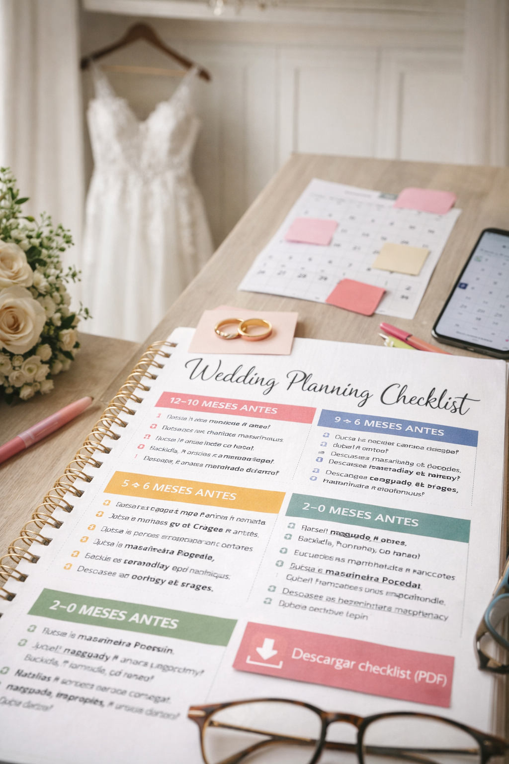 Checklist para organizar tu matrimonio: plan de 12 meses (mes a mes) + descargable
