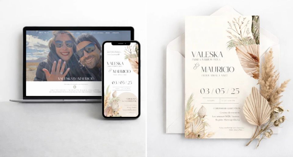 ¿Invitaciones digitales o físicas? Comparación simple con ejemplos - Invitaciones de matrimonio en Chile | Blog de matrimonios Weddy
