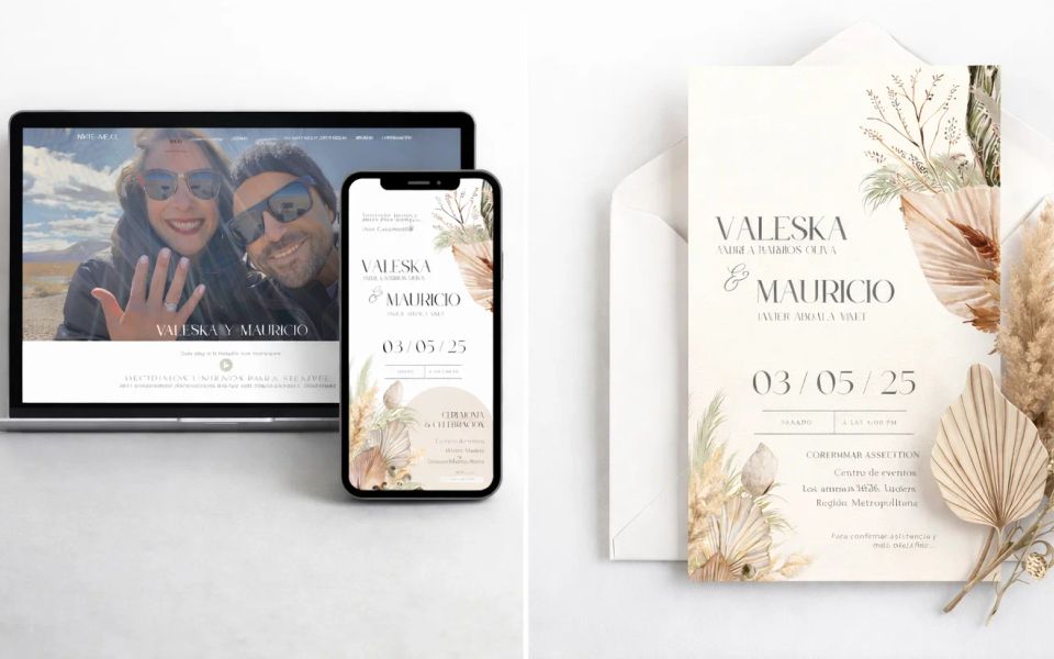 Comparación entre invitación de matrimonio digital e invitación impresa