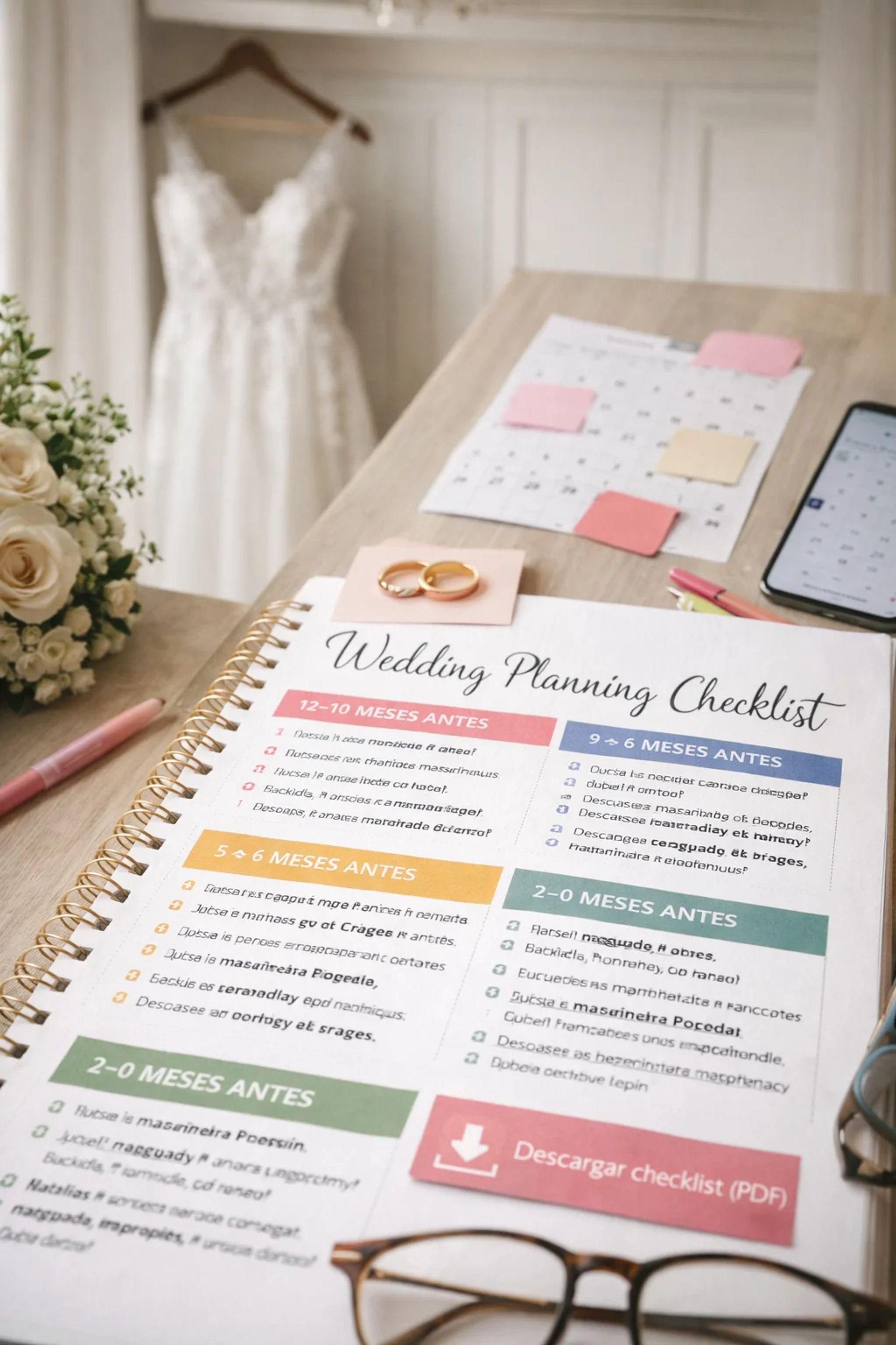 Checklist para organizar tu matrimonio: plan de 12 meses (mes a mes) + descargable - Planificación en Chile | Blog de matrimonios Weddy
