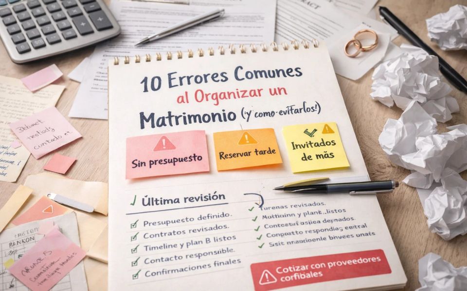 10 errores comunes al organizar tu matrimonio (y cómo evitarlos sin estrés) - Decisiones clave en Chile | Blog de matrimonios Weddy