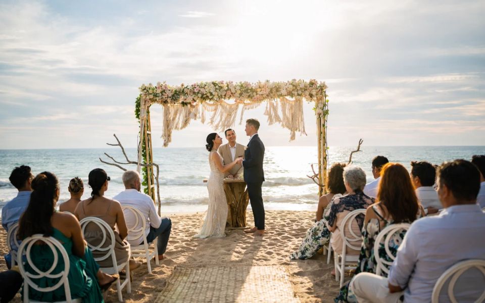 Comparación entre matrimonio en la playa y celebración en salón
